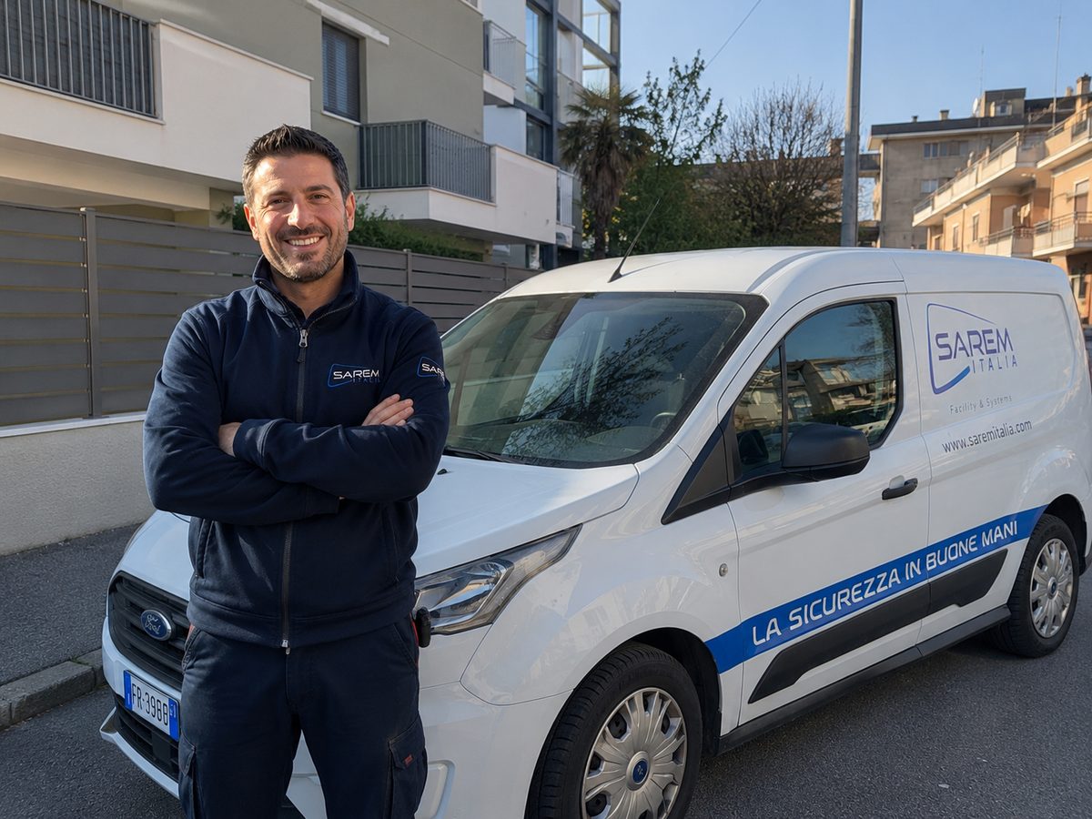 Tecnico SAREM Italia con il mezzo aziendale